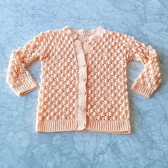 🌼 Vintage cardigan in pastel peach/creamsicle - Picture 1 of 4